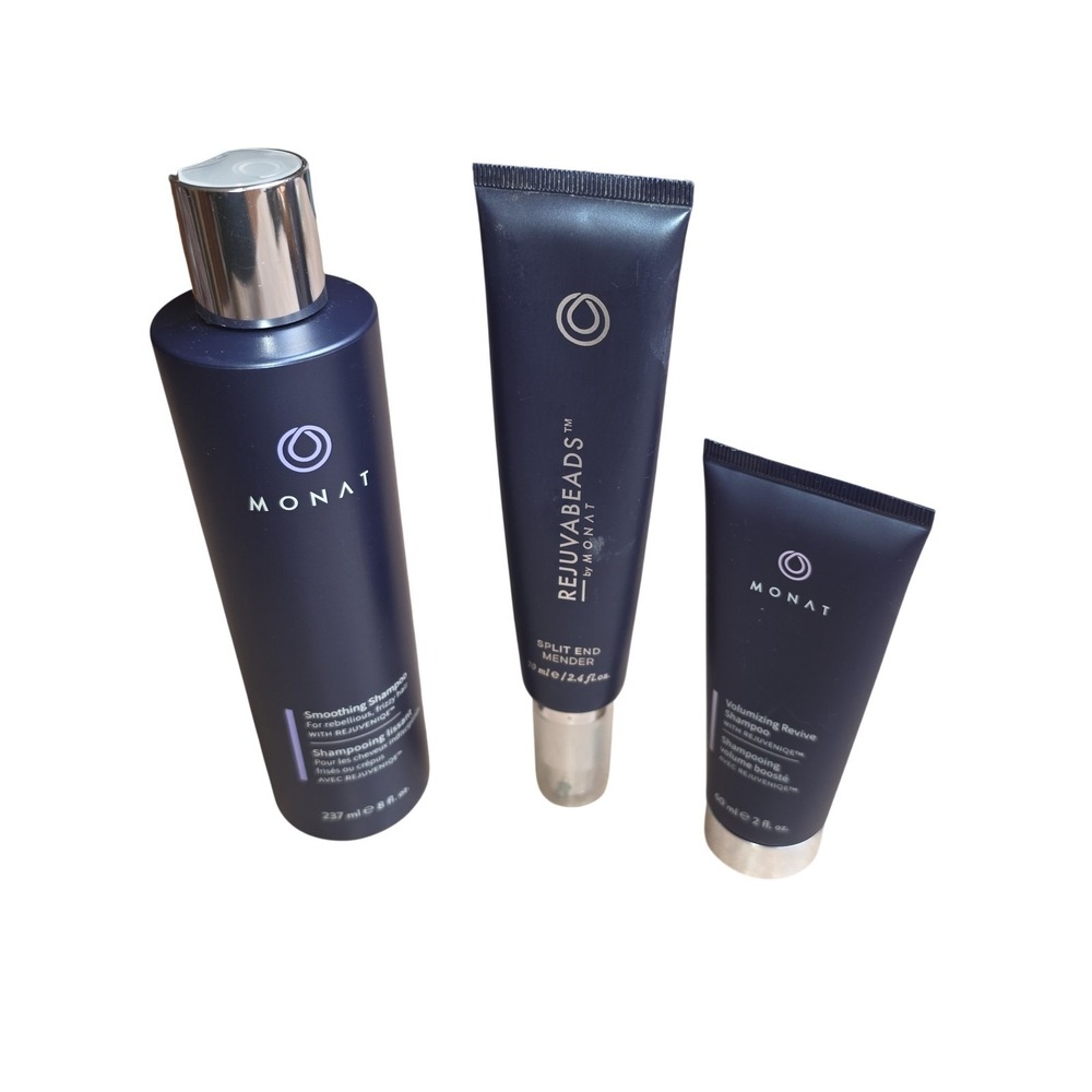 Monat Smoothing Shampoo 8oz Rejuvabeads Split End Mender Volumizing Set Of 3